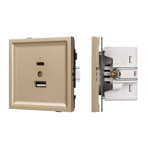 Механизм USB розетки SCT-TENDO-MUAC-SFPL-GD (5V, 3A, QC3) (Arlight, -)