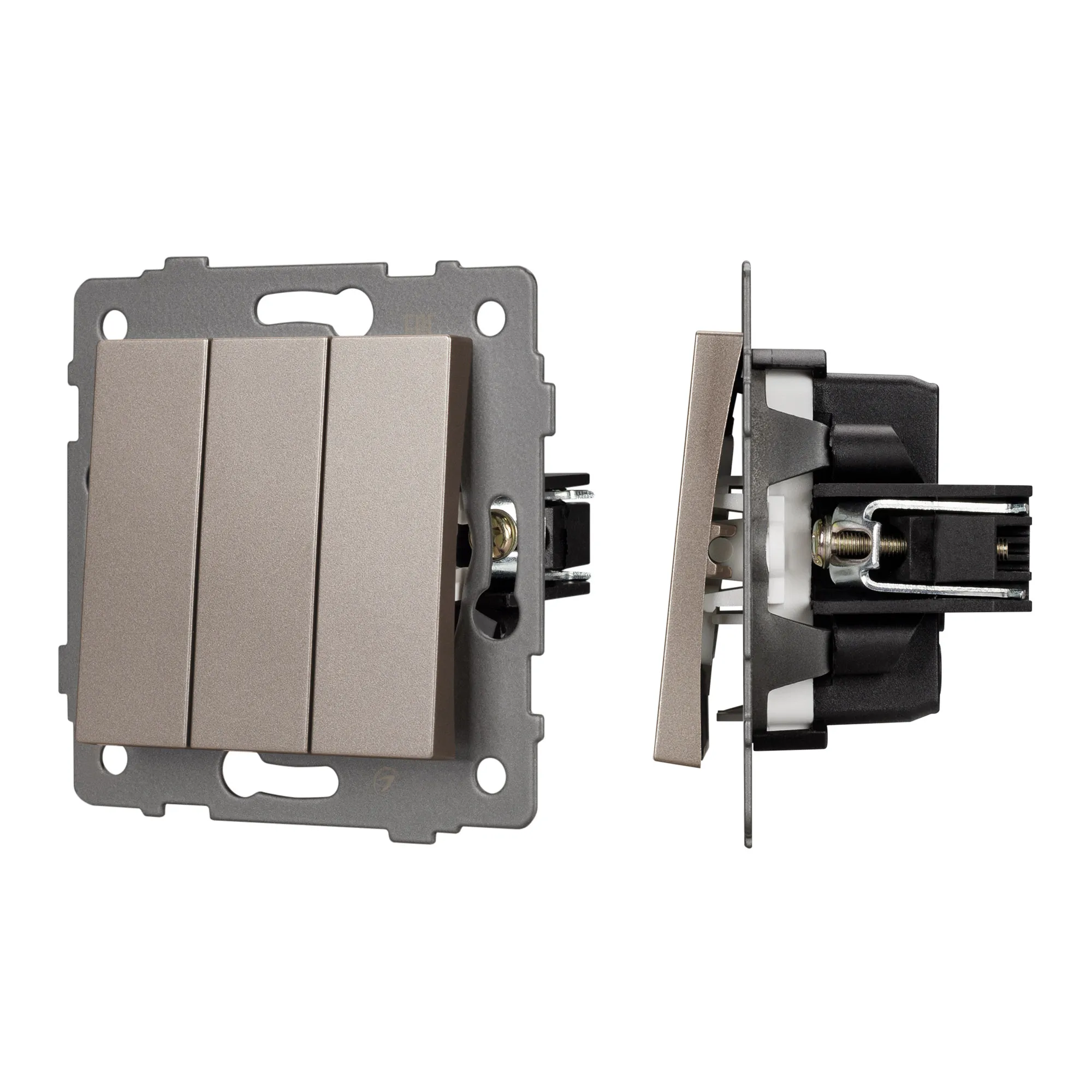 Механизм выключателя трехклавишный непроходной SWT-MK03-PL-GD-V (250V, 10A) (Arlight, -) - изображение товара