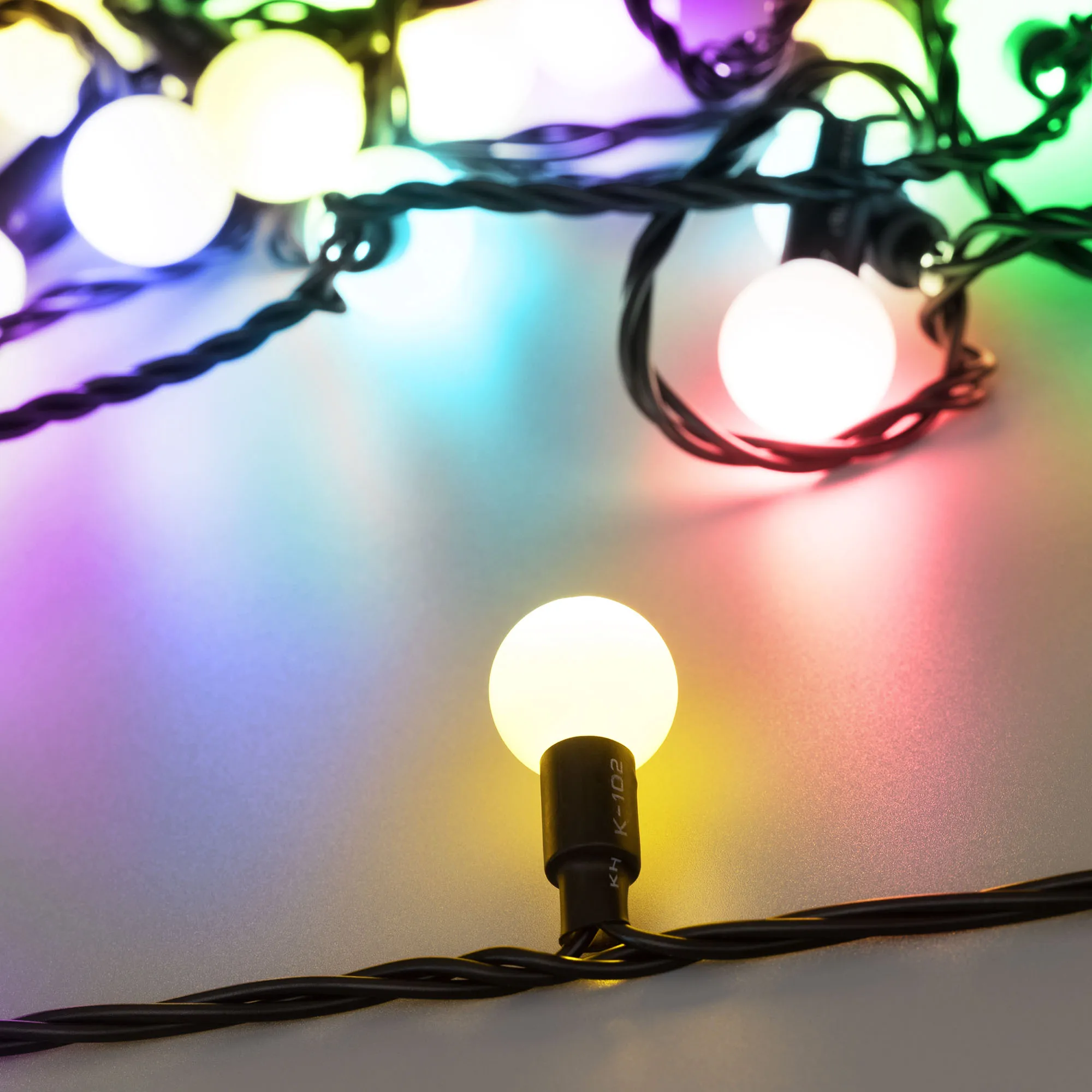 Светодиодная гирлянда ARD-BALL-CLASSIC-D23-10000-BLACK-80LED RGB (230V, 3.5W) (Ardecoled, IP65) - изображение товара