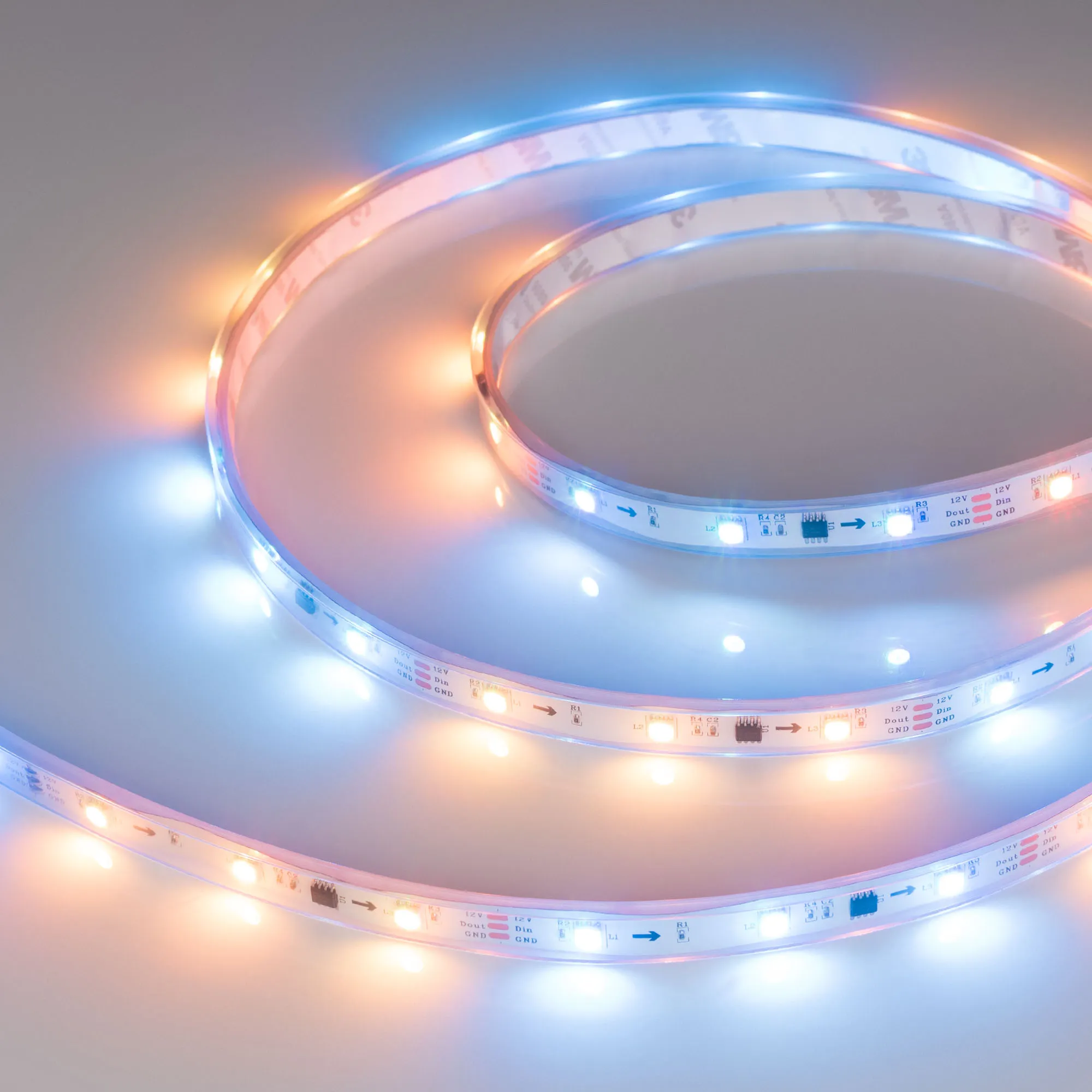 Лента светодиодная герметичная SPI-P-B30-12mm 12V RGB-PX3 (7.2W/m, IP66, 5060, 5m) (Arlight, бегущий огонь) - изображение товара