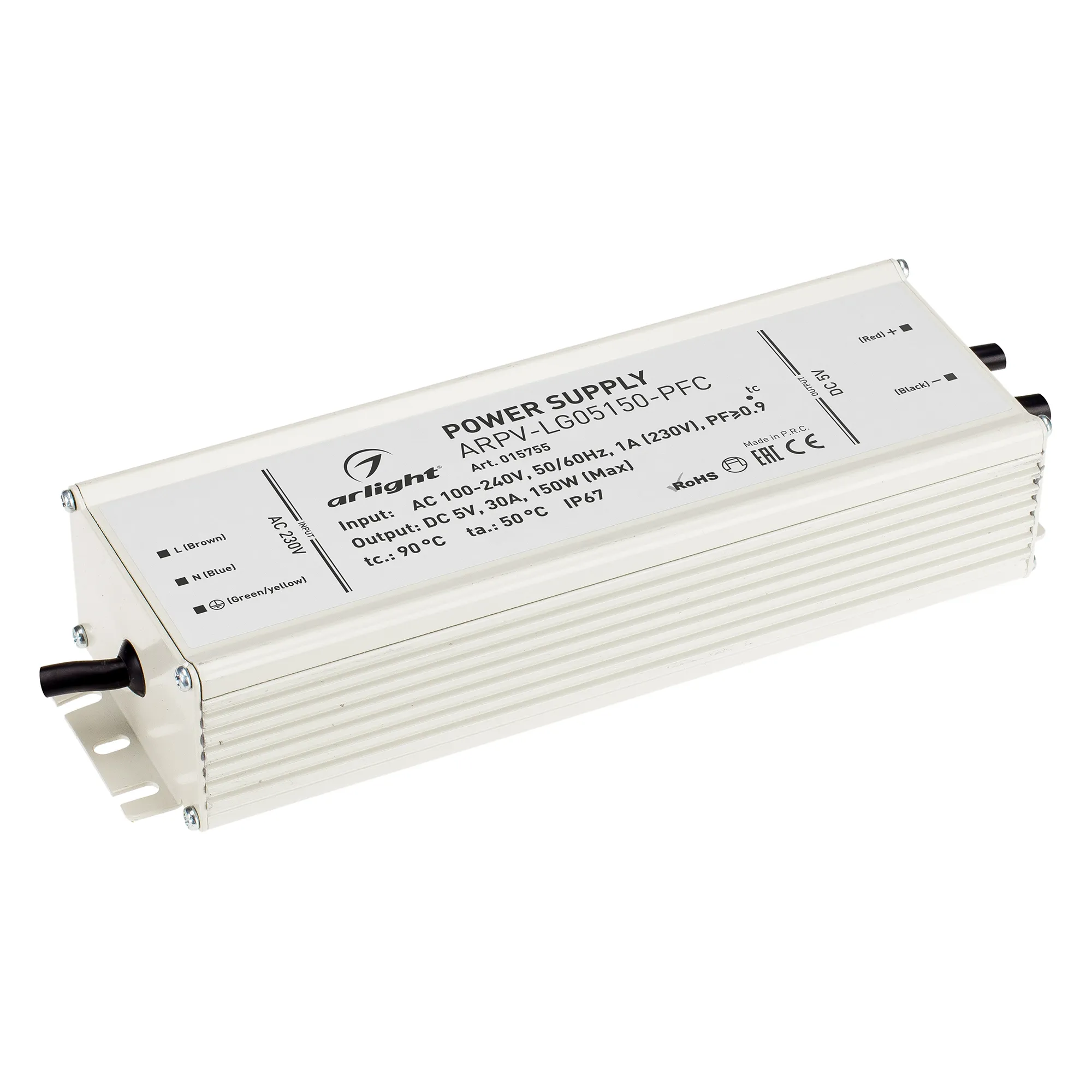 Блок питания ARPV-LG05150-PFC (5V, 30.0A, 150W) (Arlight, IP67 Металл, 5 лет) - изображение товара